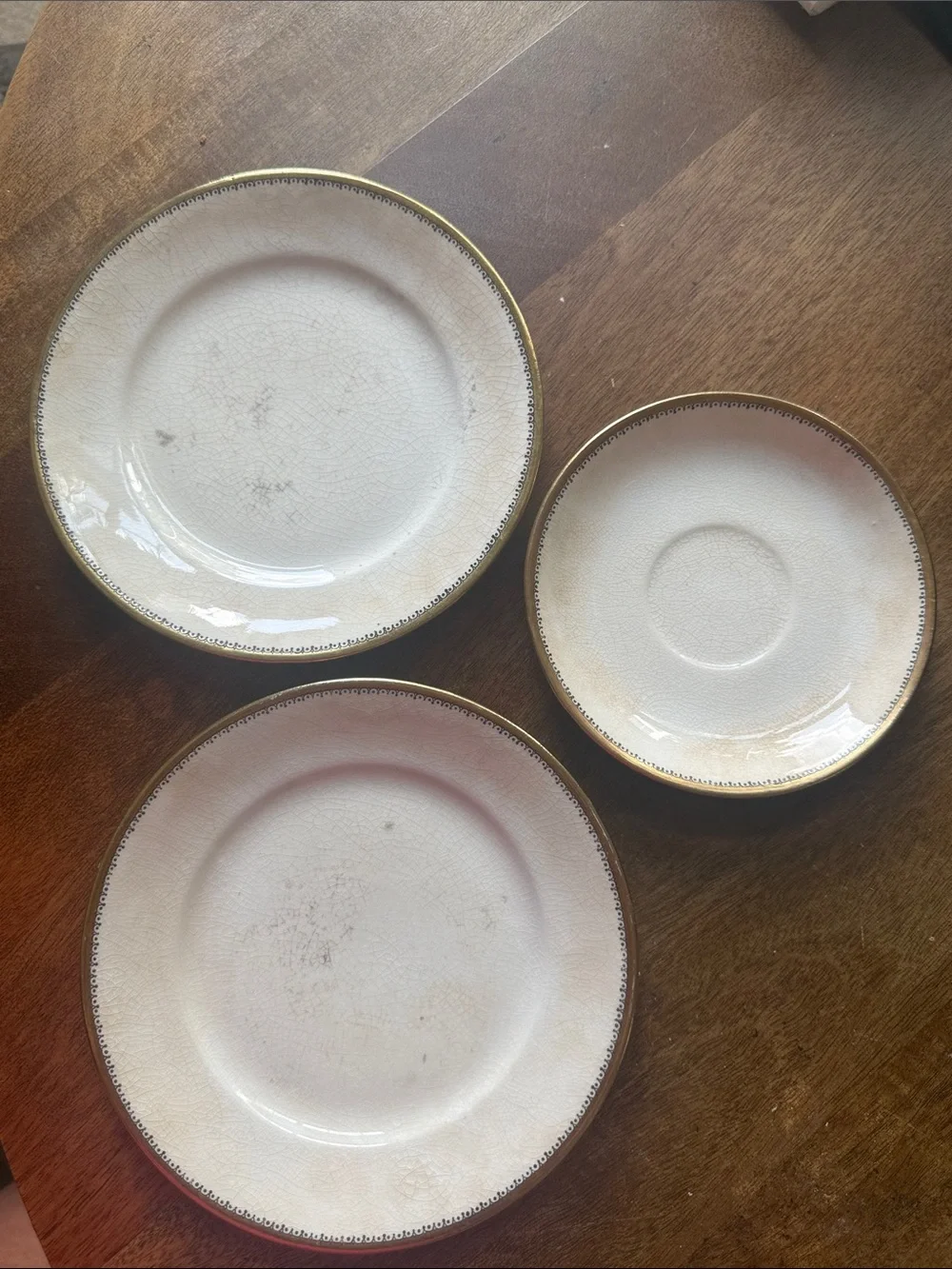 Homer Laughlin Empress Vintage 18k Gold Rim Set of Three Plates!